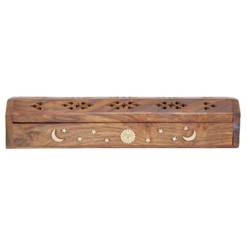 Coffin Box w/ Storage - Natural Sun Moon Star