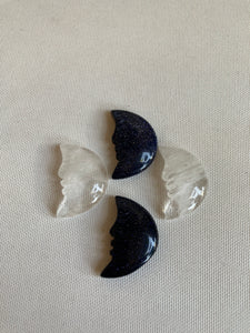 Crystal Crescent Moon with Face