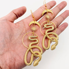 Load image into Gallery viewer, Star Moon Snake Pendant Earrings
