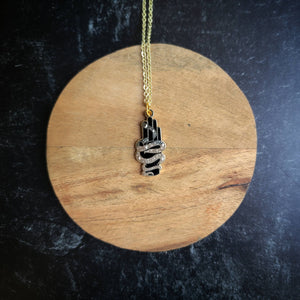 Necklace: Hand and Snake Enamel Pendant Necklace